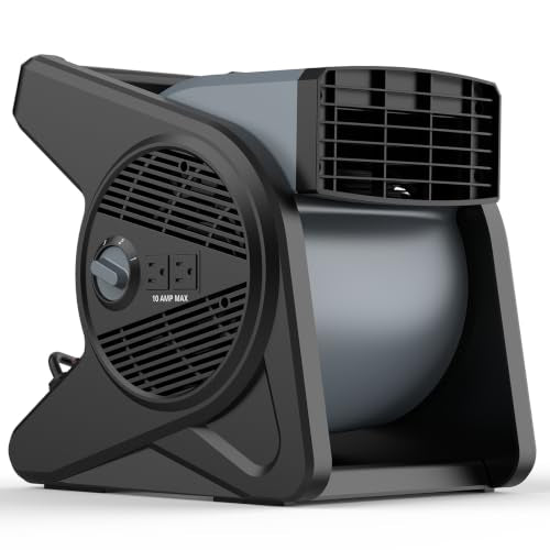 Grey High Velocity 15-Inch Fan with 375 CFM, 3-Speed Air Mover & Outlets