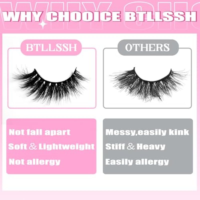 8Pairs Wispy Mink Lashes Fluffy Eye Lashes Natural Look 5D Volume Fake Eyelashes Pack 3D622 by BTLLSSH