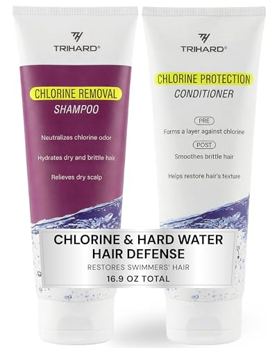TriHard Chlorine & Hard Water Swim Shampoo & Conditioner Set, Hair Protection & Hydration