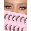 Natural Cat Eye Lashes Wispy Eyelashes 14mm Lightweight False Eyelashes 3D Volume Natural Lashes 0.1mm Thin Cotton Band Lash Strips Pack C Curl Soft Eyelash 7 Pairs Siligli