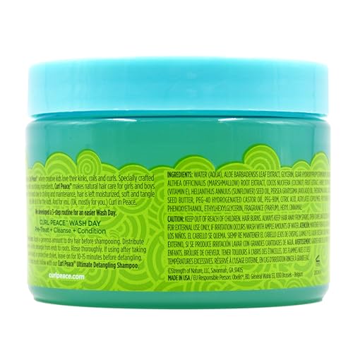 Just For Me Curl Peace Tender Head Detangling Treatment - Rinses Away Knots, Pre-Wash, Post-Styling, Contains No Parabens, Sulfates, Mineral Oil, Petrolatum, or Animal Testing, 12 oz