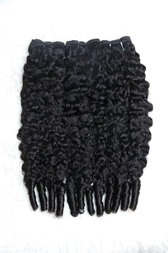 Black 16 Inch Water Wave Burmese Curly Human Hair Bundles - Sinuowei