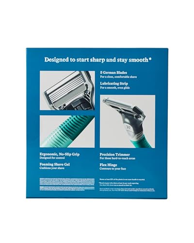 Men's Shaving Kit with Razor Handle, 9 Blade Refills & Shave Gel
