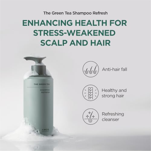 AMOS PROFESSIONAL Green Tea Shampoo for Thinning Hair 16.9 fl oz - All Hair Types, Deep Cleansing & Volumizing