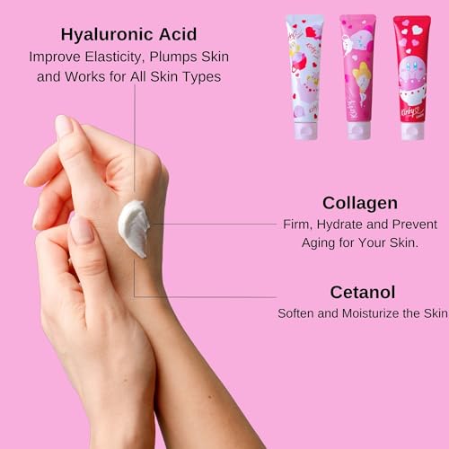 Kirby 6EA Cute Hand Cream for Women & Girls, Mini Hand Cream for Dry Cracked Hands with Sunflower, Rose& Camellia, Small Hand Lotion for Dry Hands Made in Japan, Black Tea+ Peach Tea+ Milk Tea