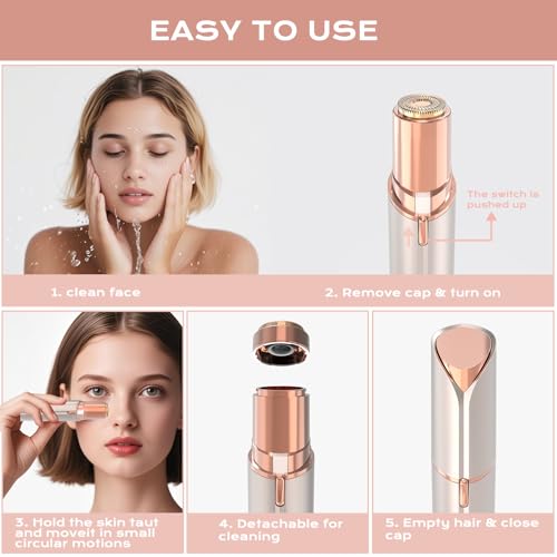 Facial Hair Removal for Women Men, Electric Shaver for Women,Eyebrow & Facial Trimmer,Double Rotating Blades Hair Remover for Upper Lip Chin Peach Fuzz Brow Hair Removal