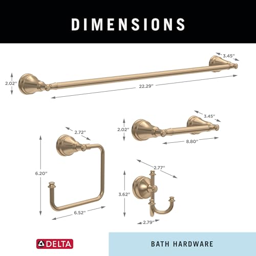 Delta Mylan 4-Piece Bathroom Set Champagne Bronze Towel Bar & Accessories
