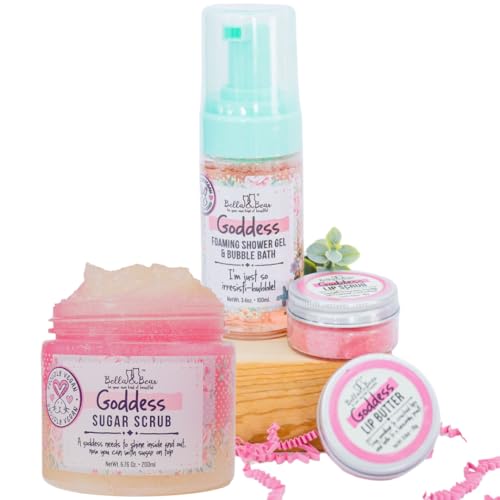 Spa Gift Set with Body Scrub Bubble Bath Lip Balm - Vegan & Cruelty-Free