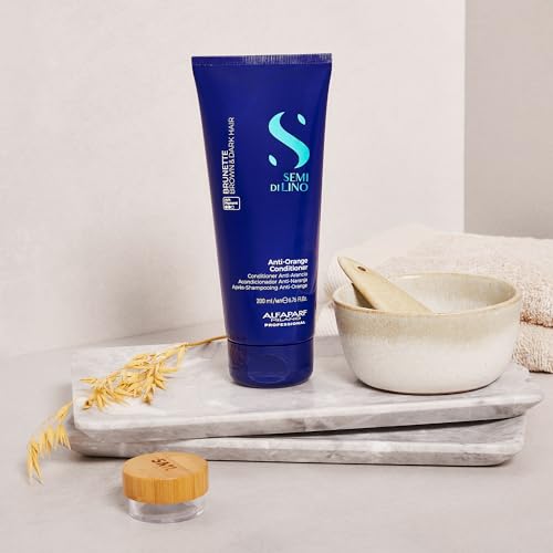 Alfaparf Milano Semi di Lino Blue Brunette Conditioner for Brassy Hair Color-Tone Neutralizer