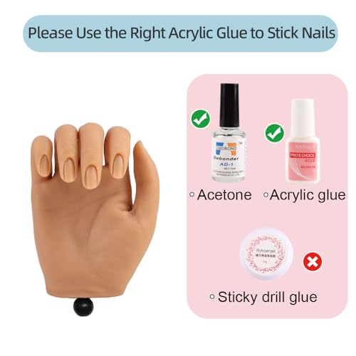 Silicone Mannequin Hand for Nails with Clamp Stand - Flesh Tone, Practice & Training Model