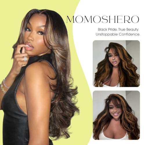 MOMOSHERO 1B/30/12in Human Hair Body Wave Bundles - Blonde Balayage Ombre, Virgin Remy, Sew-In Weave