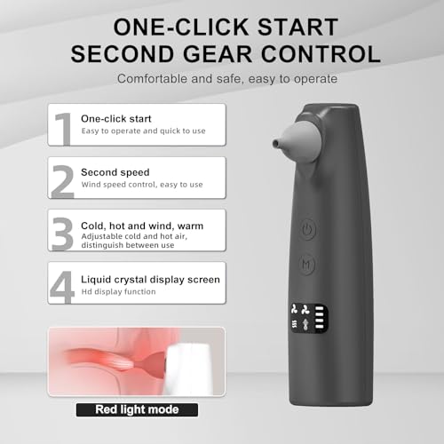 Hobcoyrs Gray Portable Rechargeable Ear Dryer with Warm & Natural Air Modes