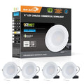 6 Inch LED Recessed Light with J-Box - Dimmable, 3 CCT, 120-277V, 4 Pack