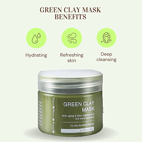 3-Set Charcoal & Dead Sea Mud Face Mask Trio with Applicator - Hypoallergenic, pH Balanced