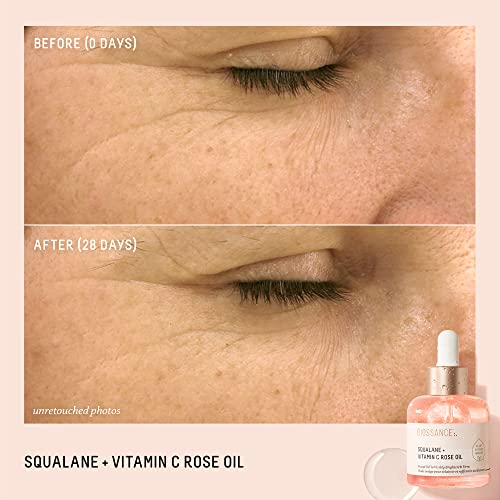 Squalane + Vitamin C Rose Facial Oil 1.01 Fl Oz - Brightening, Firming, Hydrating Serum