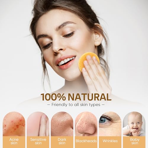 GAINWELL Compressed Facial Sponges 200PCS Yellow — Personal Spa Cleansing Pads (Pack of 50 x 4)