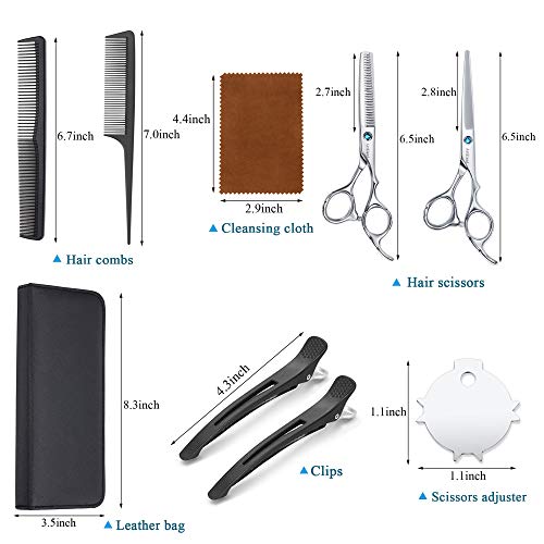 Professional Hair Cutting Scissors Kit 6.5" Japanese 9CR Stainless Steel Barber & Pet Grooming Shears