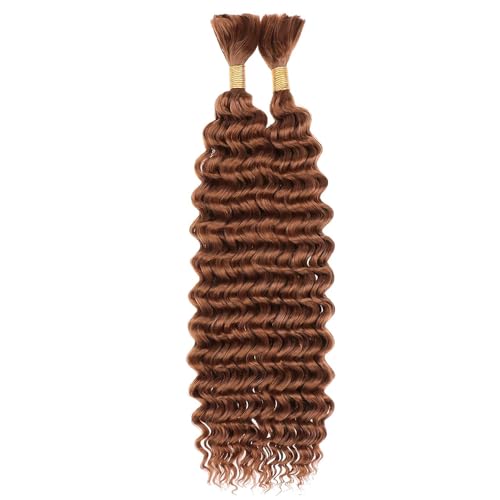 #30 Light Brown Deep Curly Human Hair Braiding Bundles 2x100g 26in Non-Weft Freiuoke BA 30 Brown D