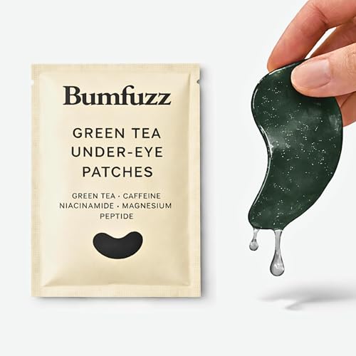 Green Tea Under-Eye Patches (12 Pairs) | Depuff & Brighten Eye Gel Patches for Dark Circles & Tired Eyes | Plant-Based, Vegan with Caffeine, Niacinamide, Magnesium & Vegetable Peptides