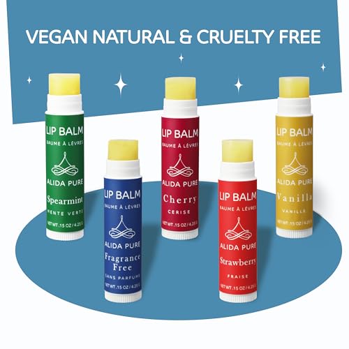 Vegan Lip Balm Set - Organic Jojoba & Avocado Oil, Melodies Assorted - 5 Tubes