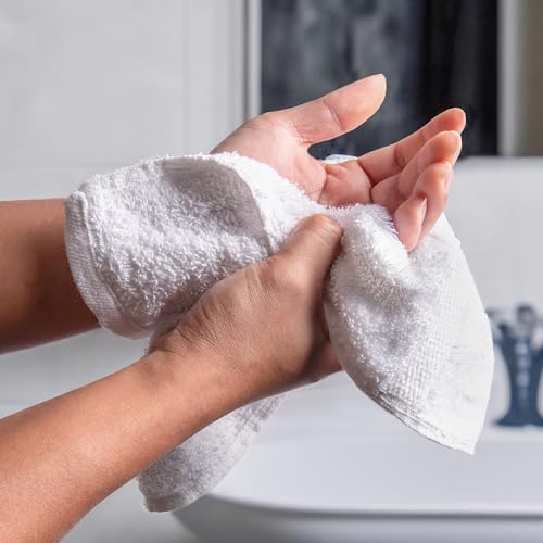 Luxury Cotton Washcloths 24 Pack - 12x12 Inch Spa-Quality Face Towels