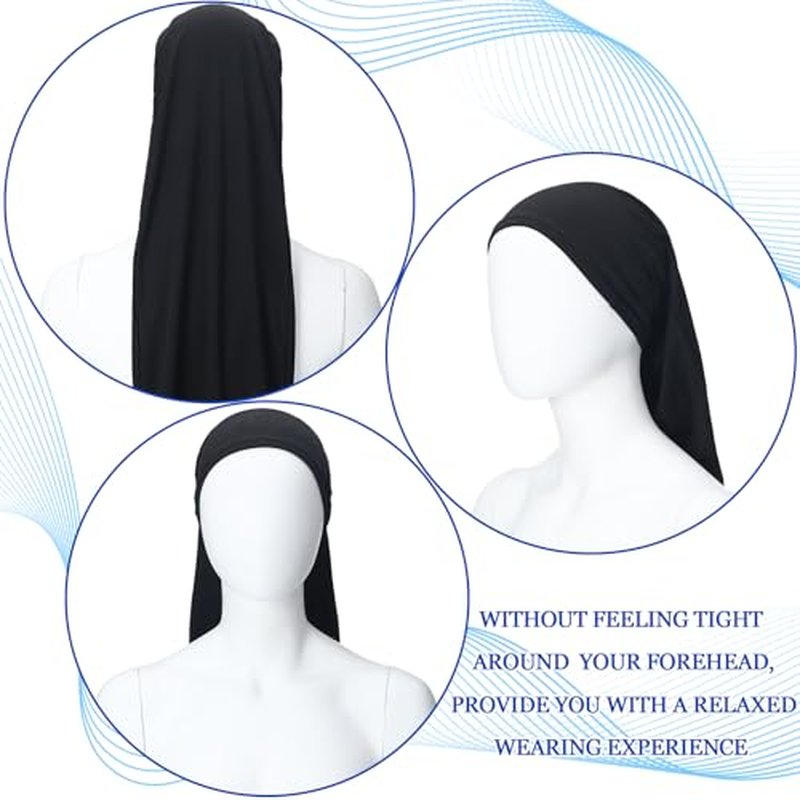 2 Pcs Jumbo Dreadlock Cap Hair Dreads Head Wrap Loc Wraps for Dreads Hair Accessories for Men Women Sleeping(Black,Black,25 Inches)