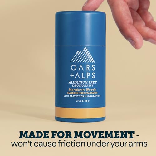 Oars + Alps Aluminum Free Men's Deodorant Clear No Residue Mandarin Woods 2pk