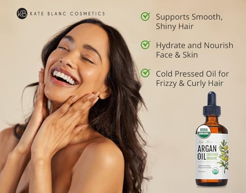 4oz Organic Argan Oil for Hair & Skin - Pure Cold-Pressed Moisturizer & Frizz Control