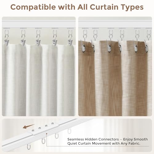 Hei! Dear White Ceiling Curtain Track 12-15 ft Heavy Duty Wall & Ceiling Mount Rail