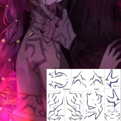Temporary Tattoos ? Rumii Cosplay Tattoo Stickers | Cosplay Accessories for Halloween & Conventions | Purple