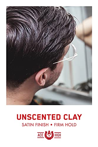 Unscented Hair Clay for Men - Strong Hold Matte Finish 4 oz - Ace High