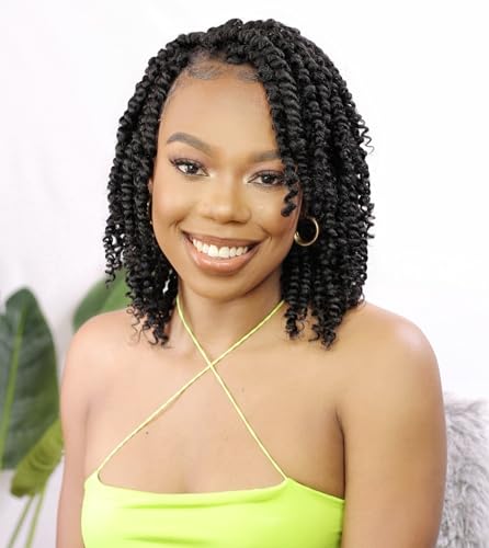 AMELI 8 Inch Passion Twist Crochet Hair 8 Packs Short Curly Synthetic for Black Women 1B