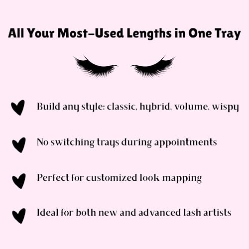 Professional Mixed Length Eyelash Extensions, Ultra Black, 8-15mm, 16 Rows, Premium Synthetic Silk (C Curl - 0.10 mm)