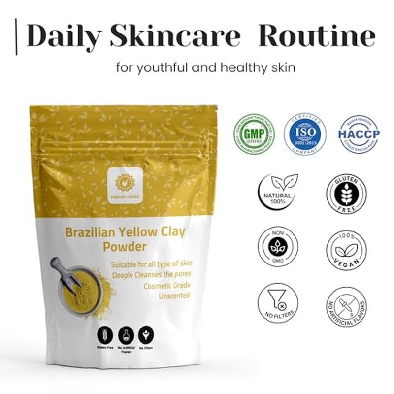 Brazilian Yellow Clay Powder 114 g - Natural | Cosmetic clay powder for Skin Care| Face Mask | Soap Making