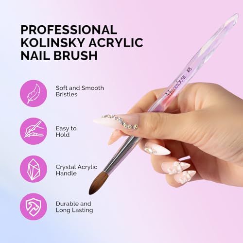 100% Kolinsky Acrylic Nail Brush - Transparent Size 8 - MelodySusie