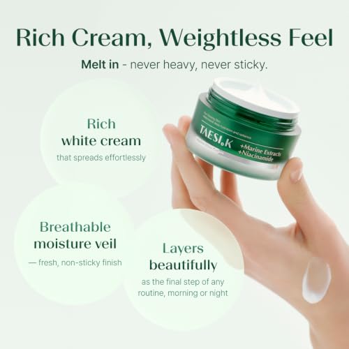 TAESI.K Niacinamide Squalane Face Cream 1.69oz for Radiant, Hydrated Skin