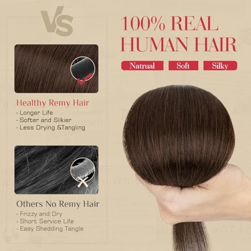 Rich Choices Dark Brown 12 Inch Clip-In Hair Extensions Real Human Hair 5 Pcs