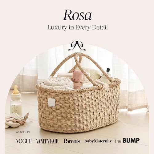 Baby Diaper Caddy Organizer with Cotton Divider - Pink ROSA