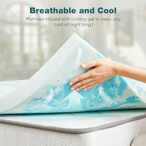 Sweetcrispy 4-Inch Queen Memory Foam Mattress Topper Cooling Pad - Blue