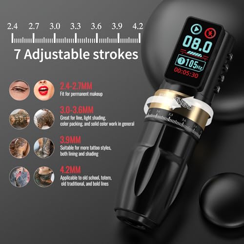Wormhole Wireless Tattoo Pen with 2300mAh Battery, Black - Multi-Function Professional Machine