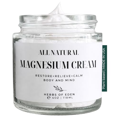 Herbs of Eden Organic Magnesium Cream | Extra Strength Nighttime Moisturizer for All Ages