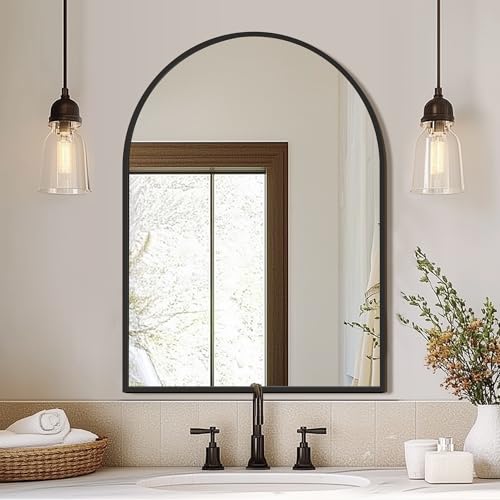 FICTOR 30x40 Inch Arched Bathroom Vanity Mirror for Over Sink - Black, 40L x 30W, Variation of THIS listing