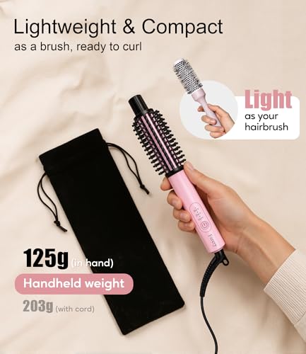Farery Mini Thermal 1 Inch Curling Brush Pink for Short Hair Styling