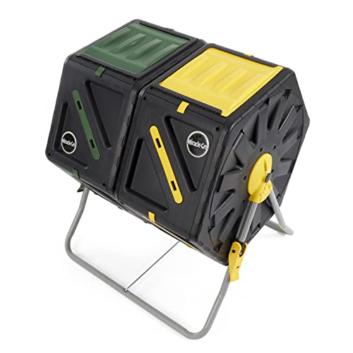 Dual Chamber Compost Tumbler 2x18.5 Gal Outdoor Garden Bin with Sliding Doors