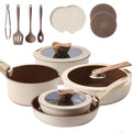 17-Piece RV Cookware Set with Detachable Handle, Nonstick Ceramic Pots & Pans