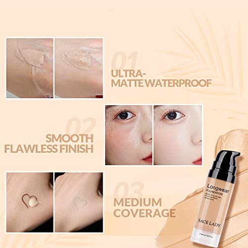 SACE LADY 2-Pack Face Makeup Set with Foundation & Oil Control Powder