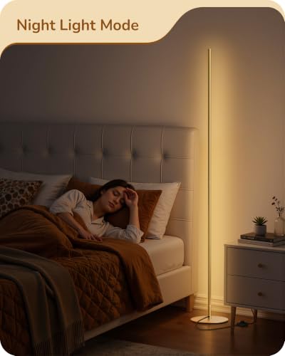 EDISHINE 57.5-Inch Gold Corner Floor Lamp with Remote & Dimmable 7CCT