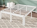 Full Metal Bed Frame with Rounded Legs - White, 14 Inch Height, 12 Inch Storage