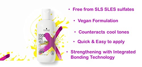 Schwarzkopf Professional Goodbye Yellow Purple Shampoo – Neutralizing Brightening Wash for Blonde & Gray Hair, 10.1 Fl Oz