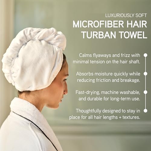 White Microfiber Hair Turban Towel for Curly & Long Hair - ILES FORMULA